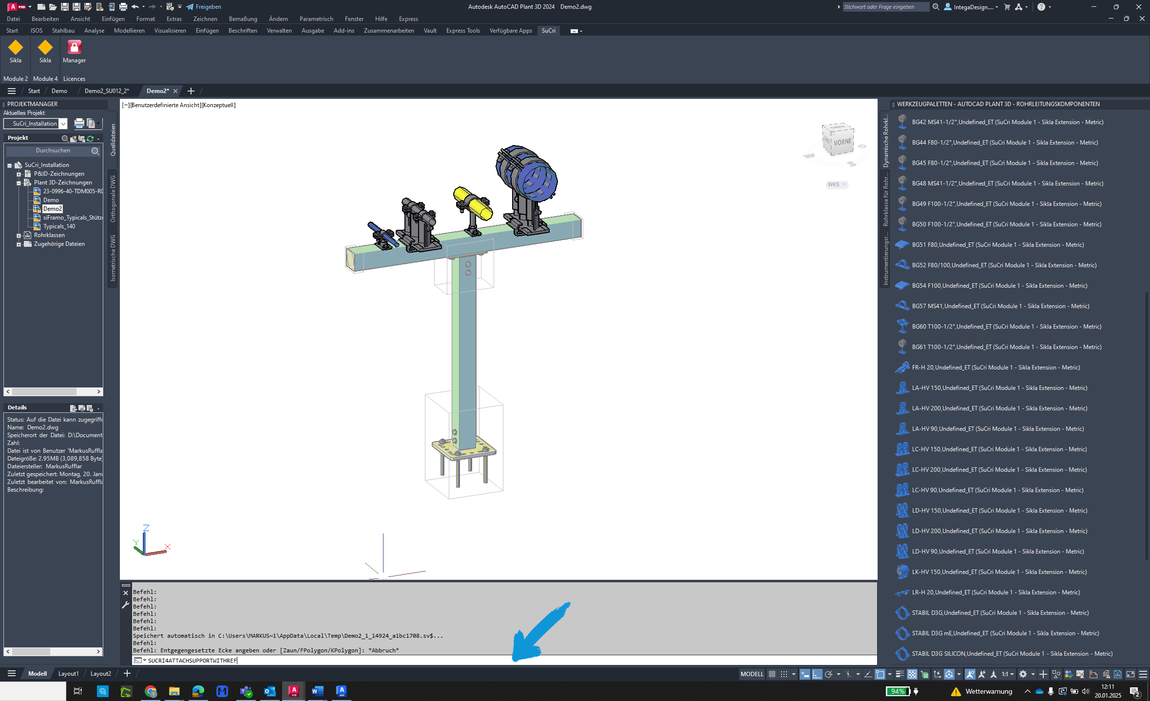 Execute command in AutoCAD Plant3D