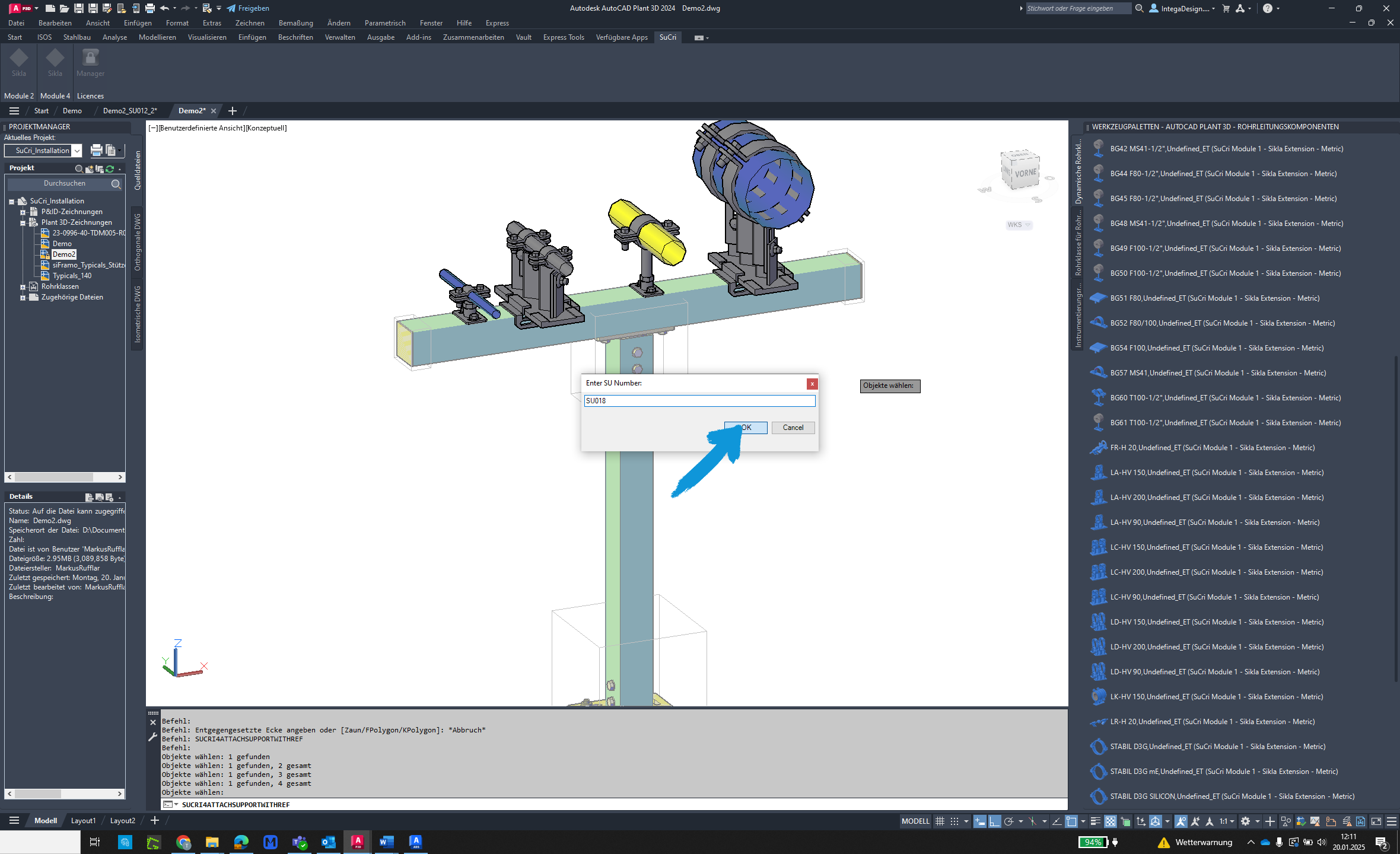 Modify SU number in AutoCAD Plant3D