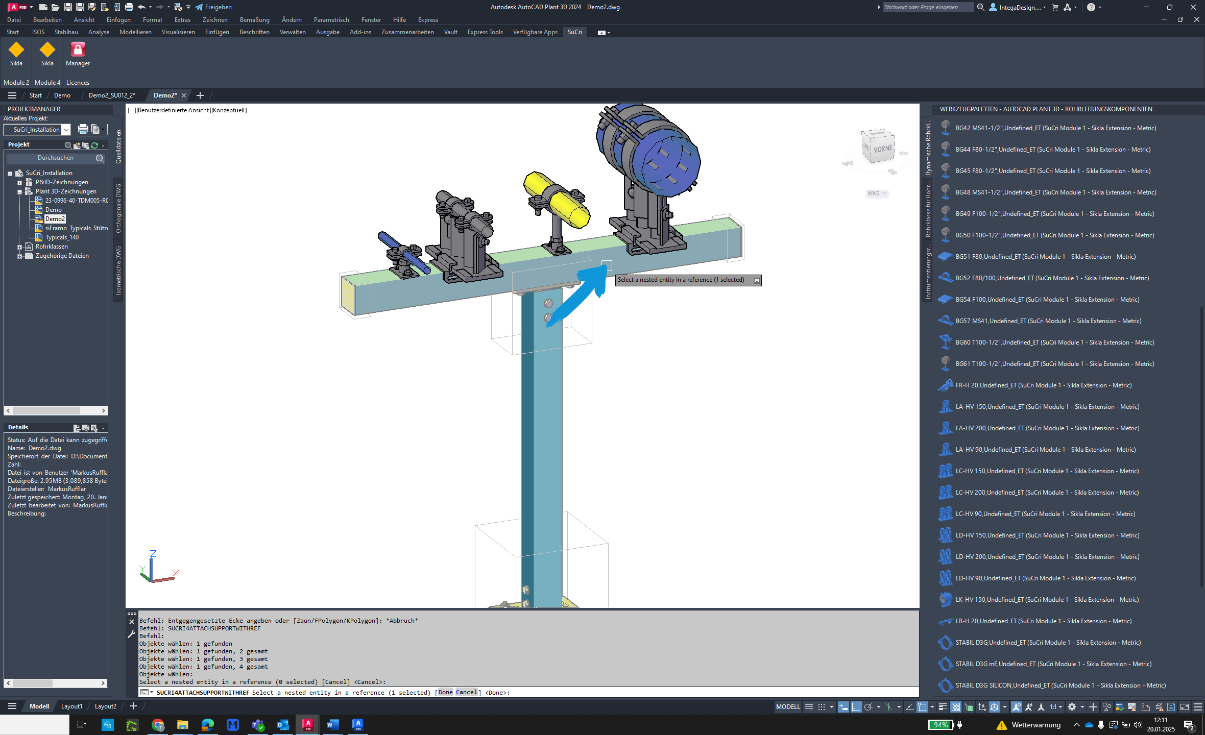 Search for additional options in AutoCAD Plant3D