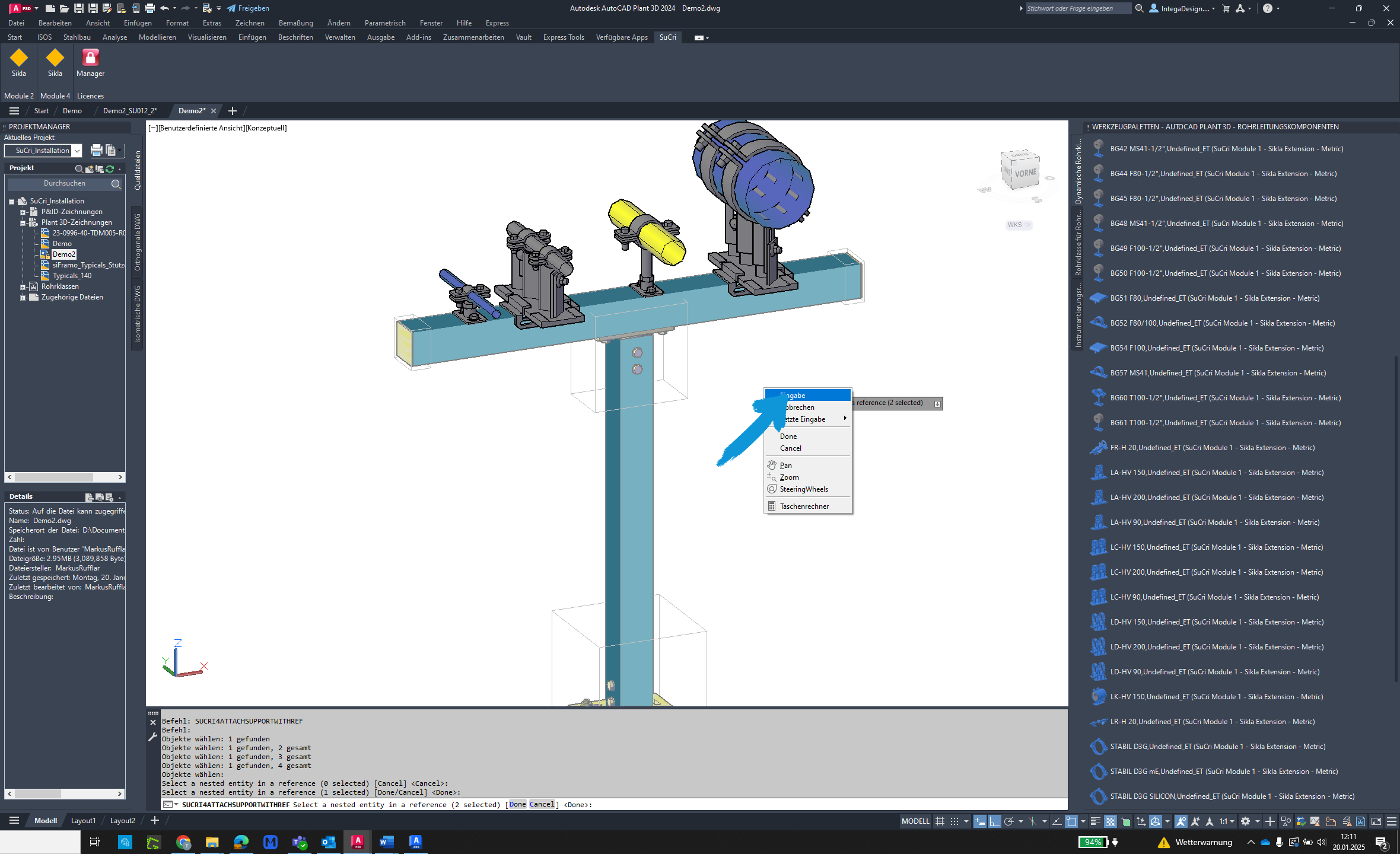 Select input option in AutoCAD Plant3D