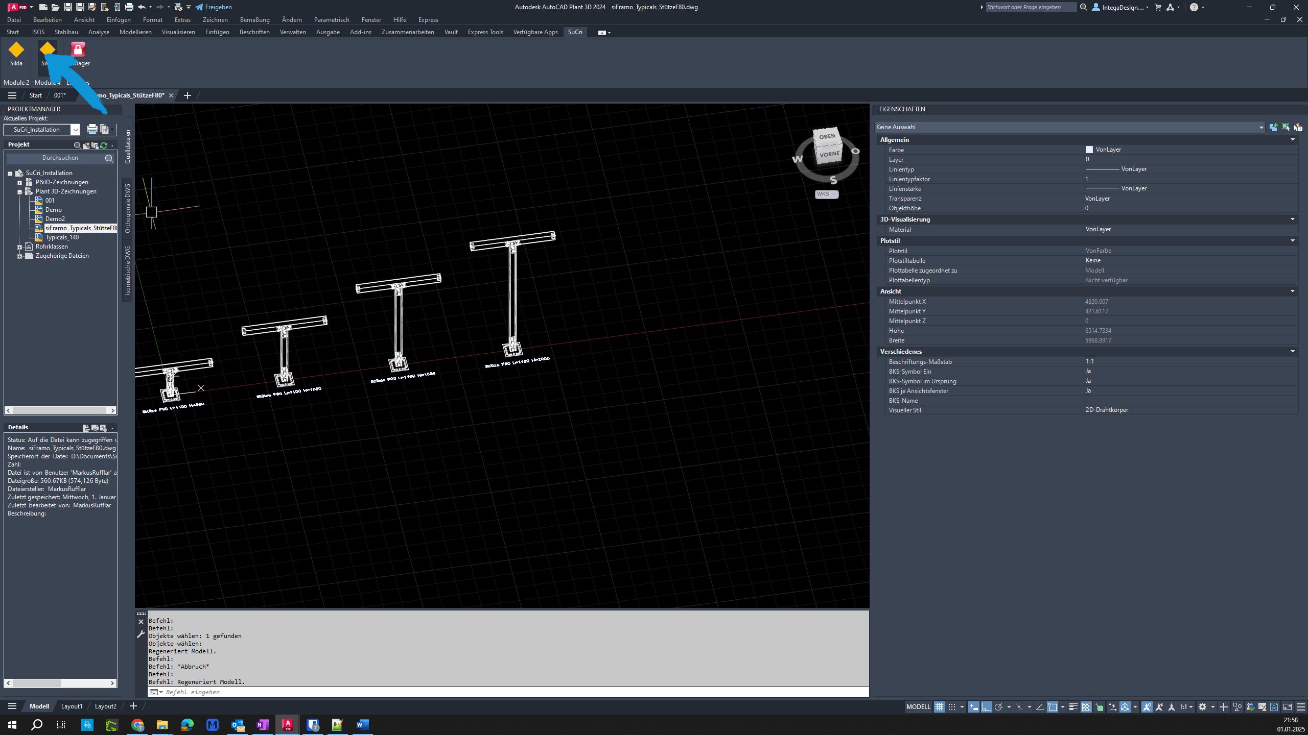 Click another button in AutoCAD Plant3D