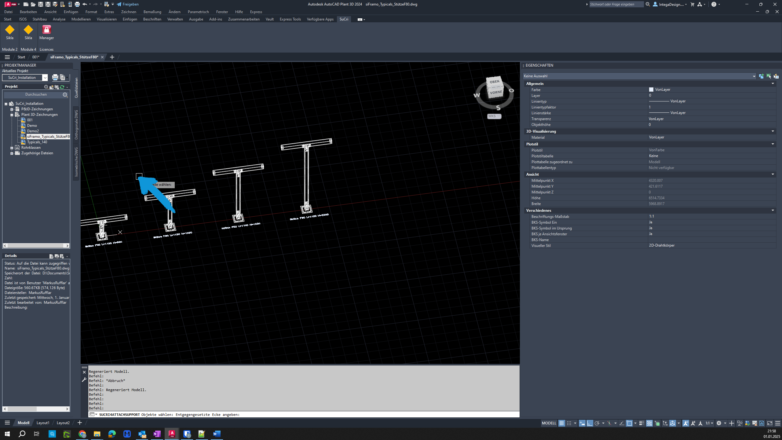 Complete process in AutoCAD Plant3D