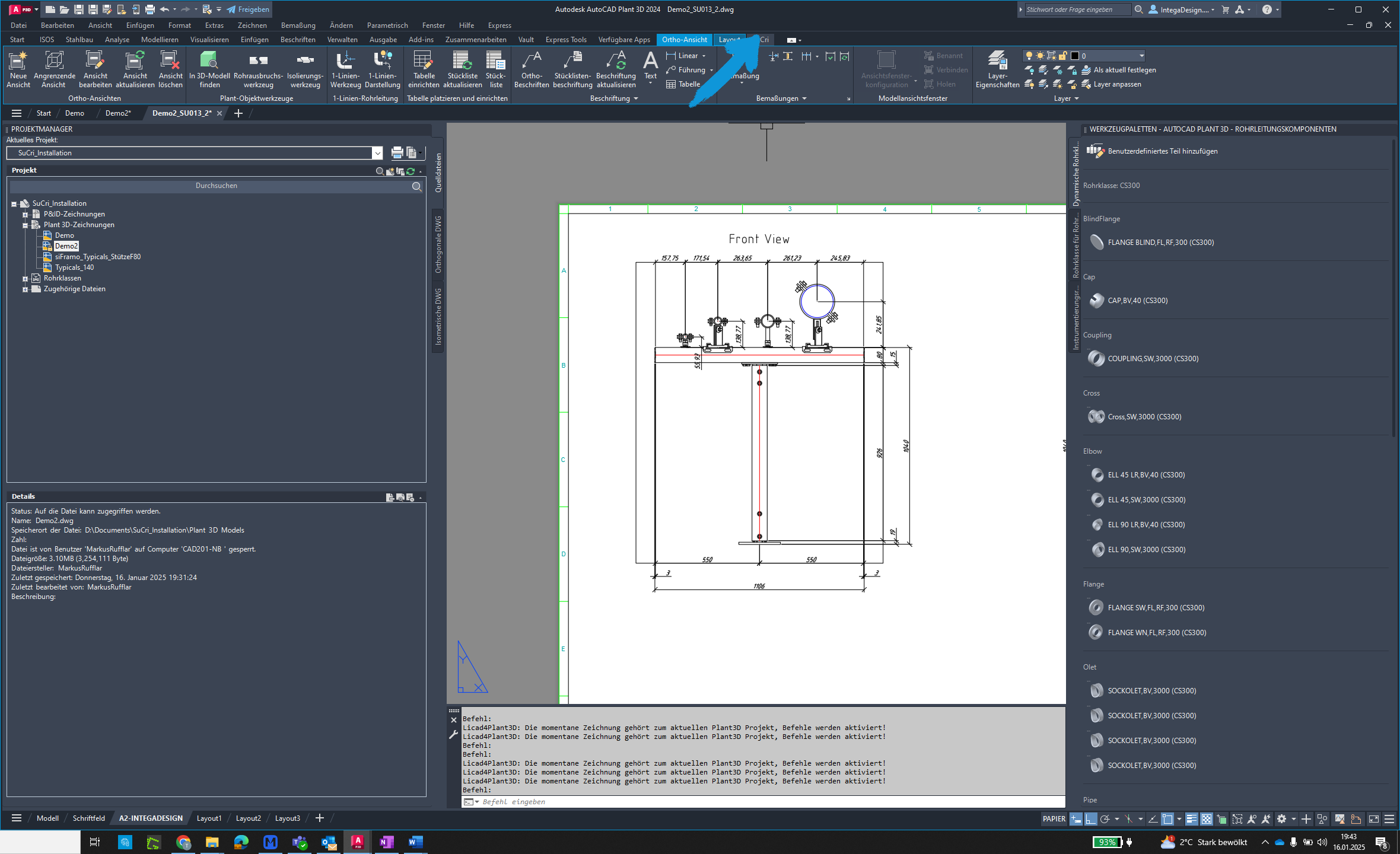 Launch SuCri module in AutoCAD Plant3D