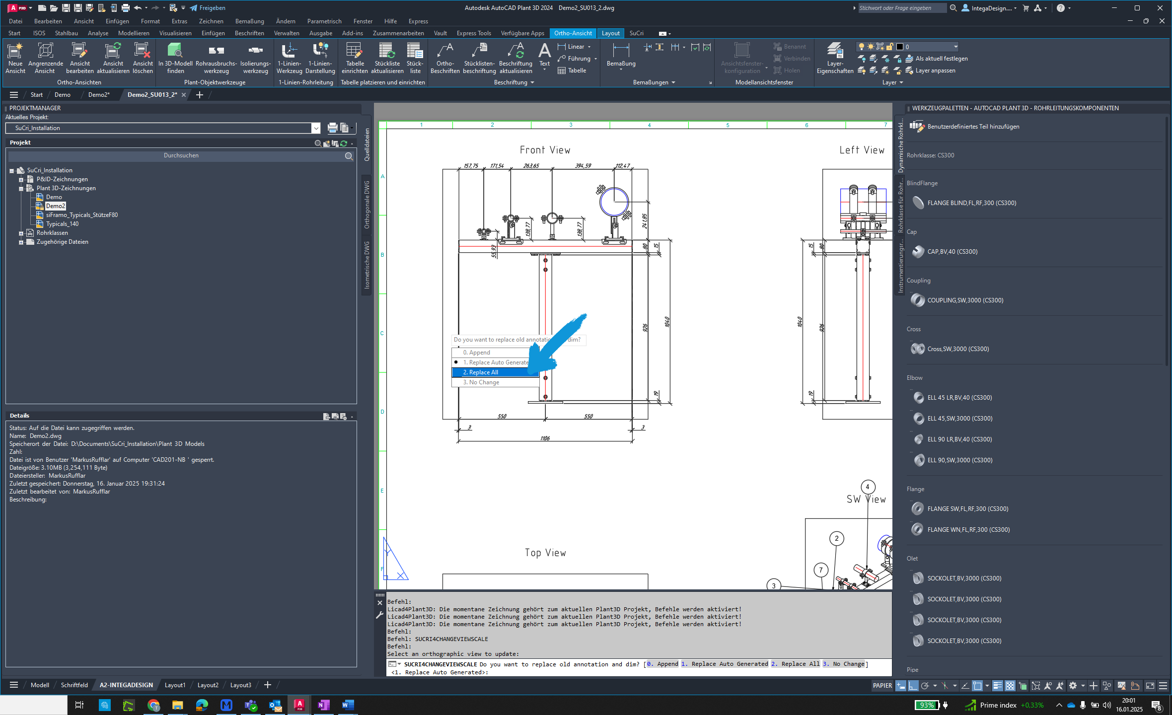 Choose scaling option in AutoCAD Plant3D