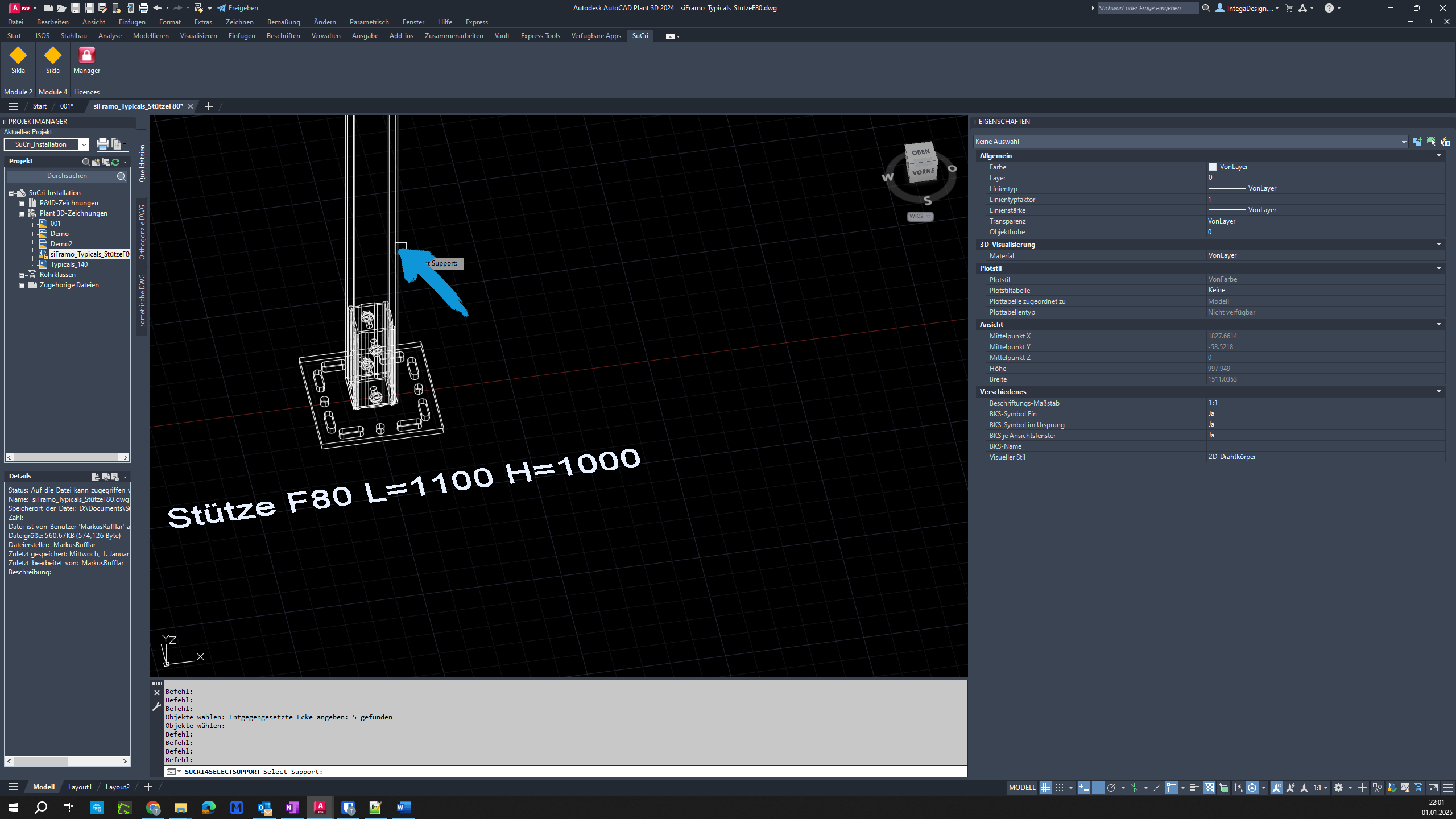 Confirming the selection in AutoCAD Plant3D