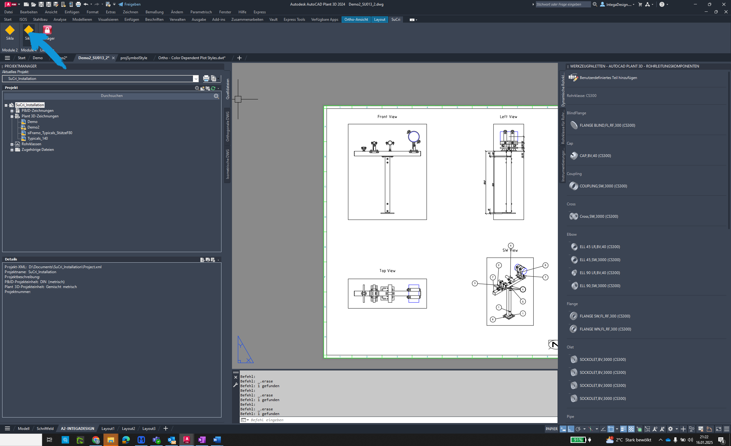 Modul 4 öffnen in AutoCAD Plant3D