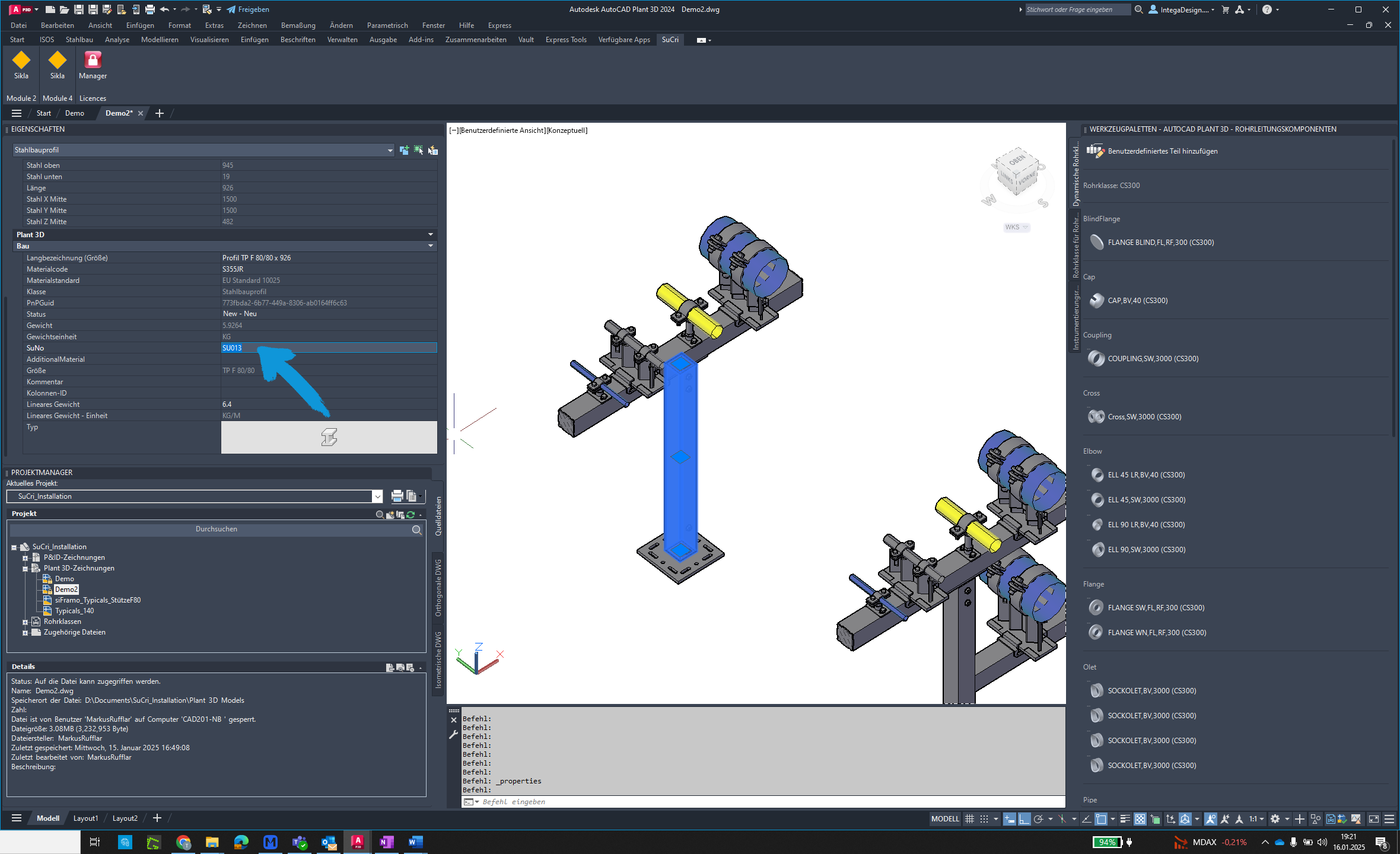 Check components in AutoCAD Plant3D