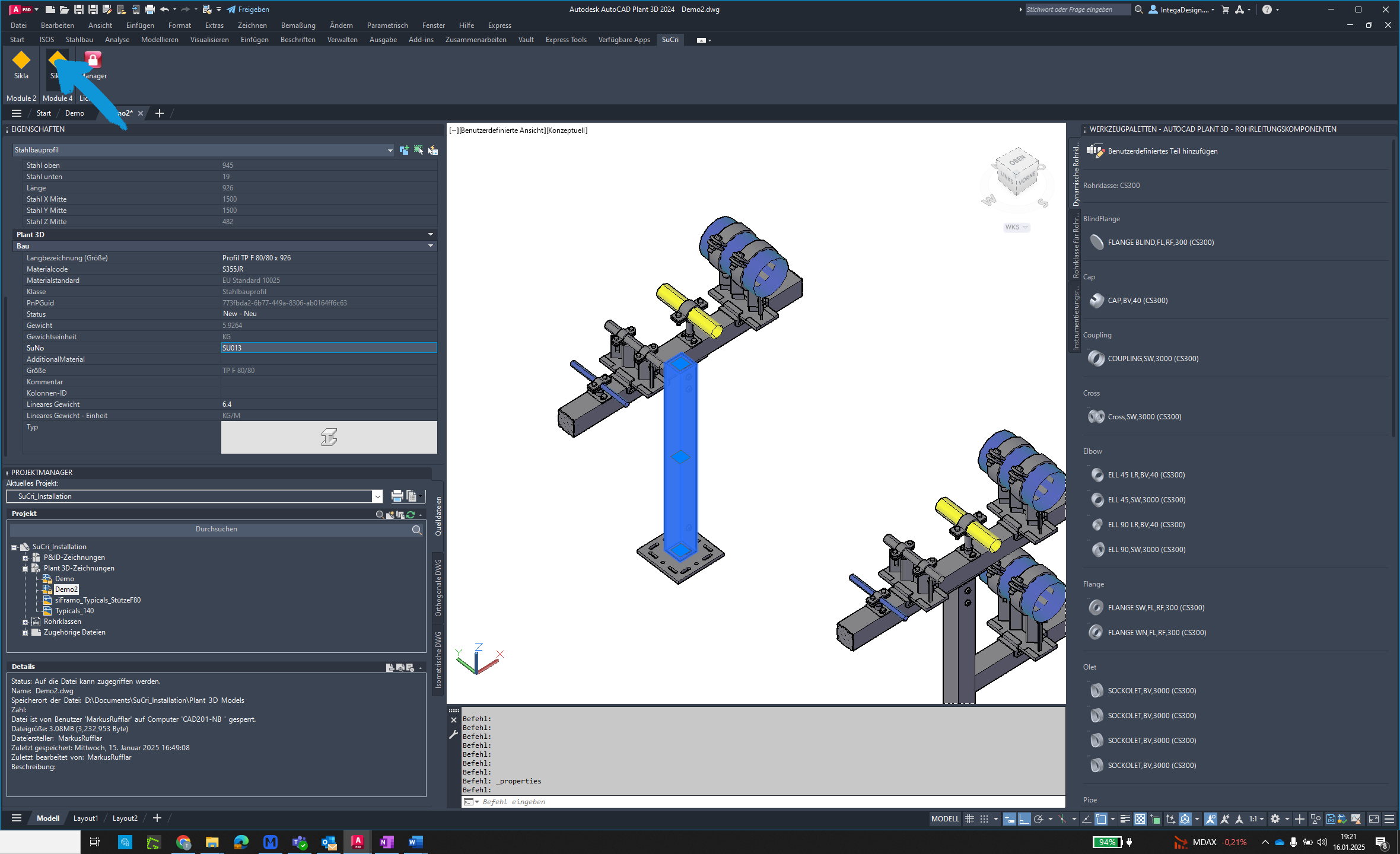 Module 4 dialog in AutoCAD Plant3D