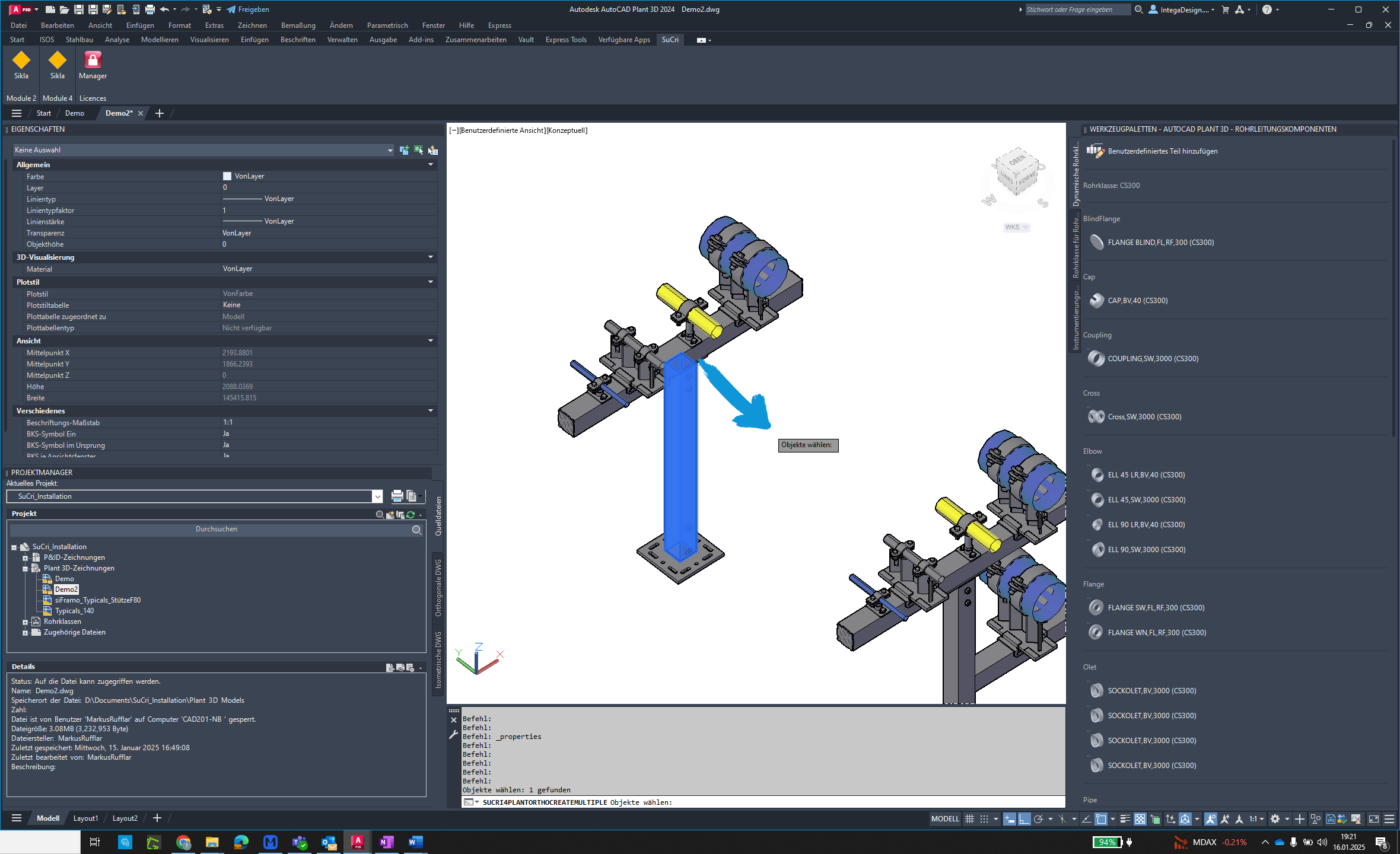 Confirm ortho template in AutoCAD Plant3D