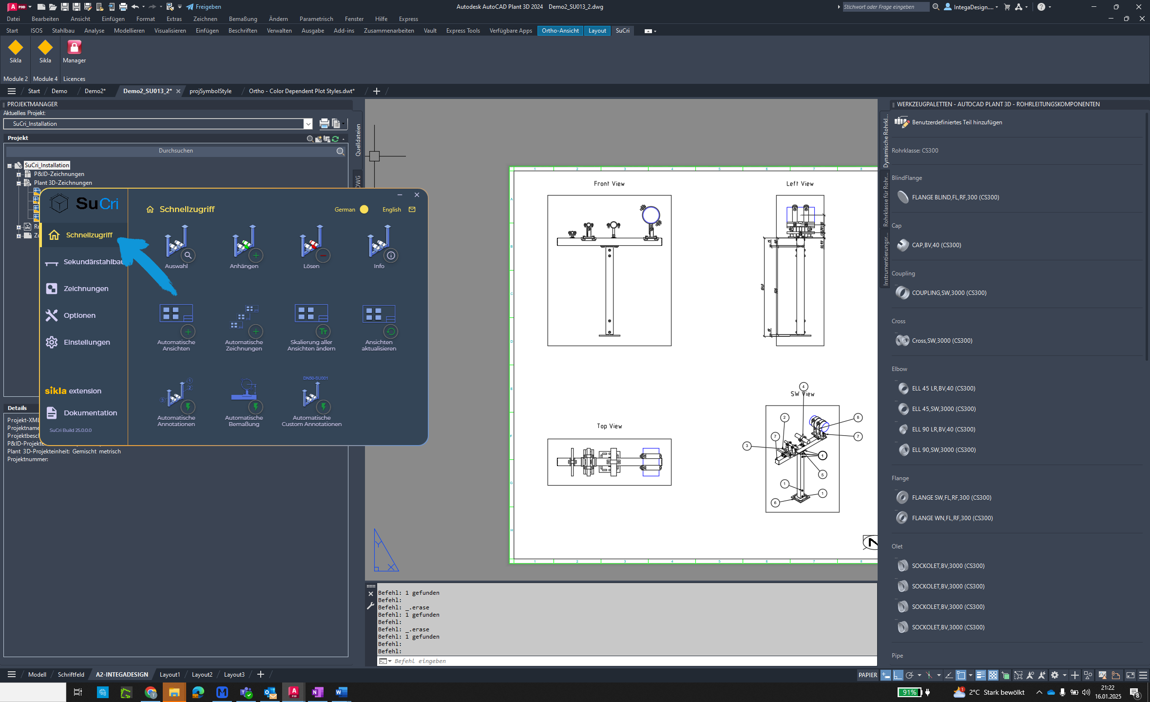 Schnellzugriff nutzen in AutoCAD Plant3D