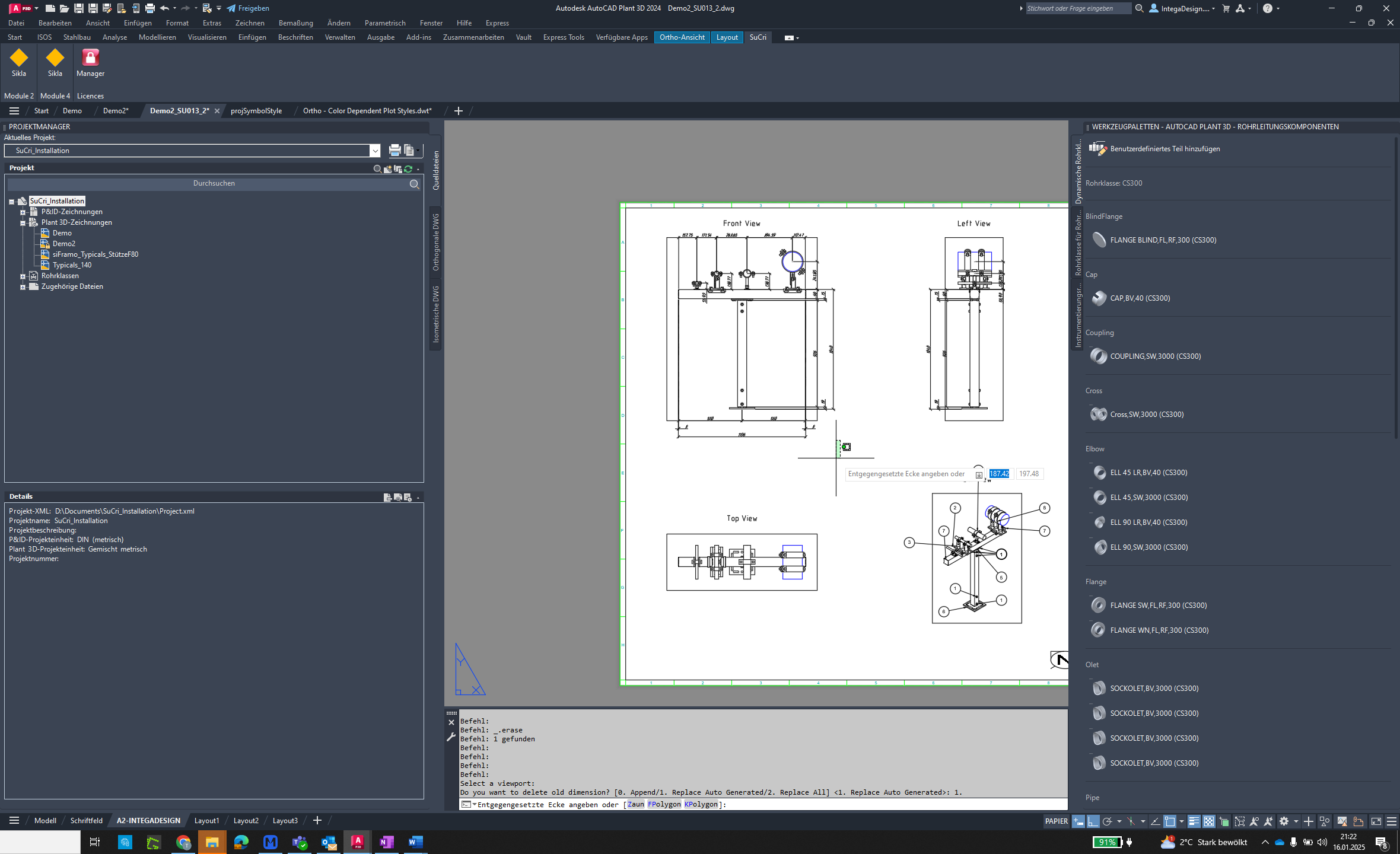 Erfolg überprüfen in AutoCAD Plant3D