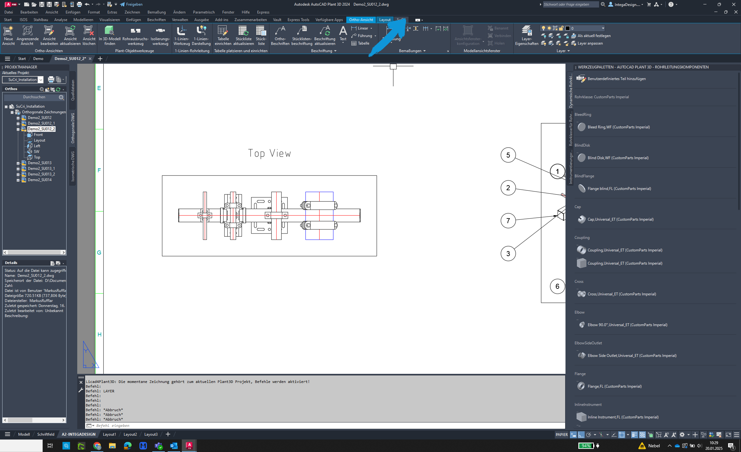 SuCri Button in AutoCAD Plant3D