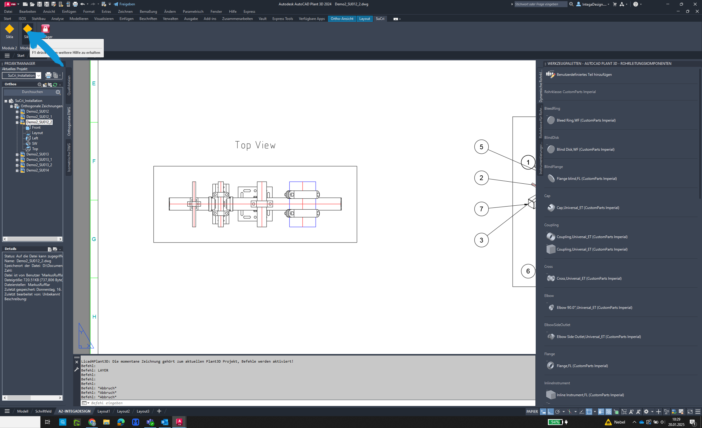 Sikla Button in AutoCAD Plant3D