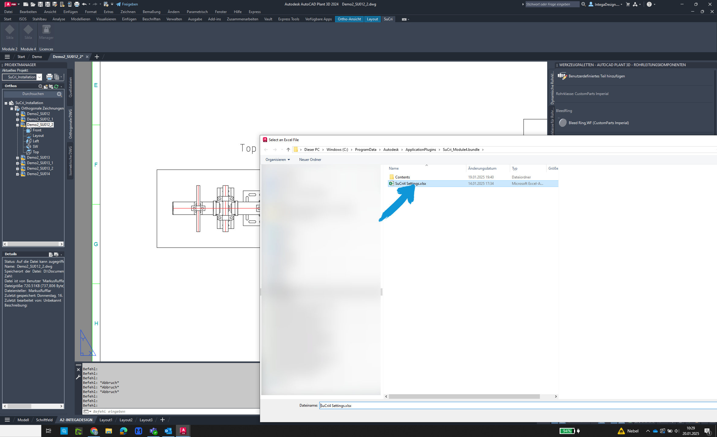 Kontextmenü in AutoCAD Plant3D