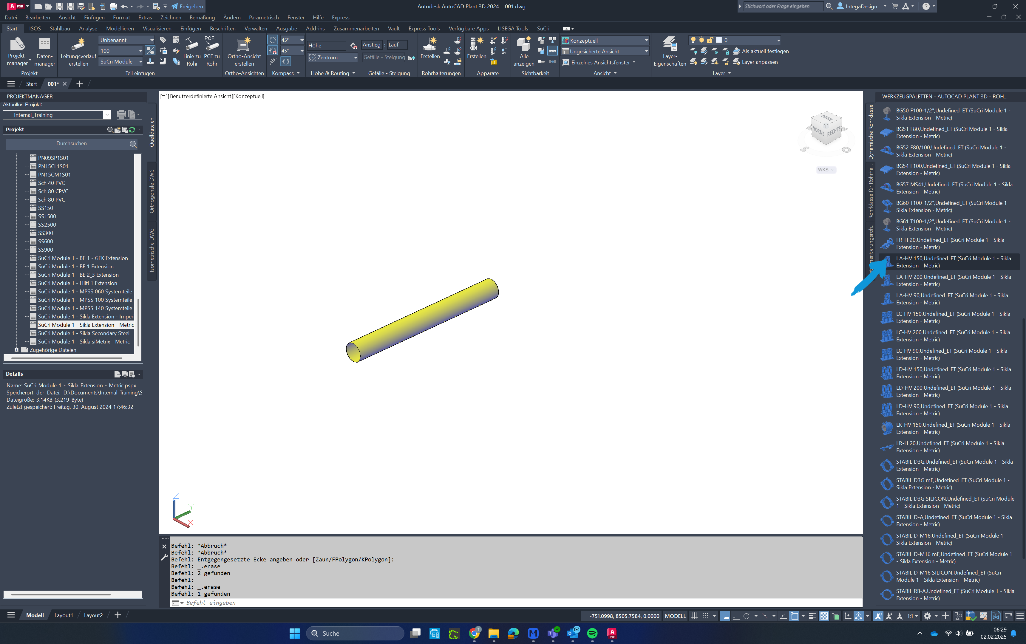 Pipe shoe selection in AutoCAD Plant3D