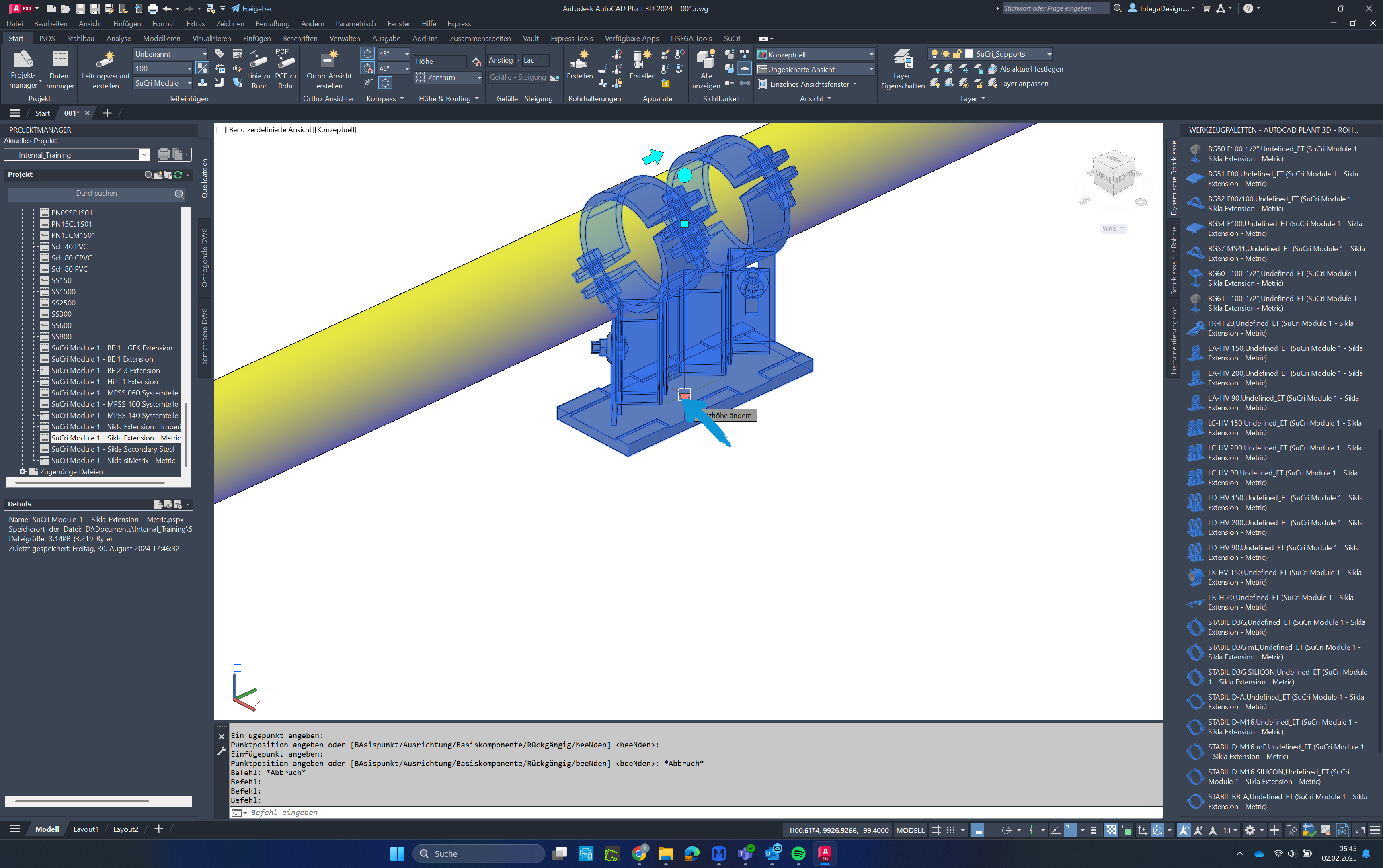 Selecting a support in AutoCAD Plant3D