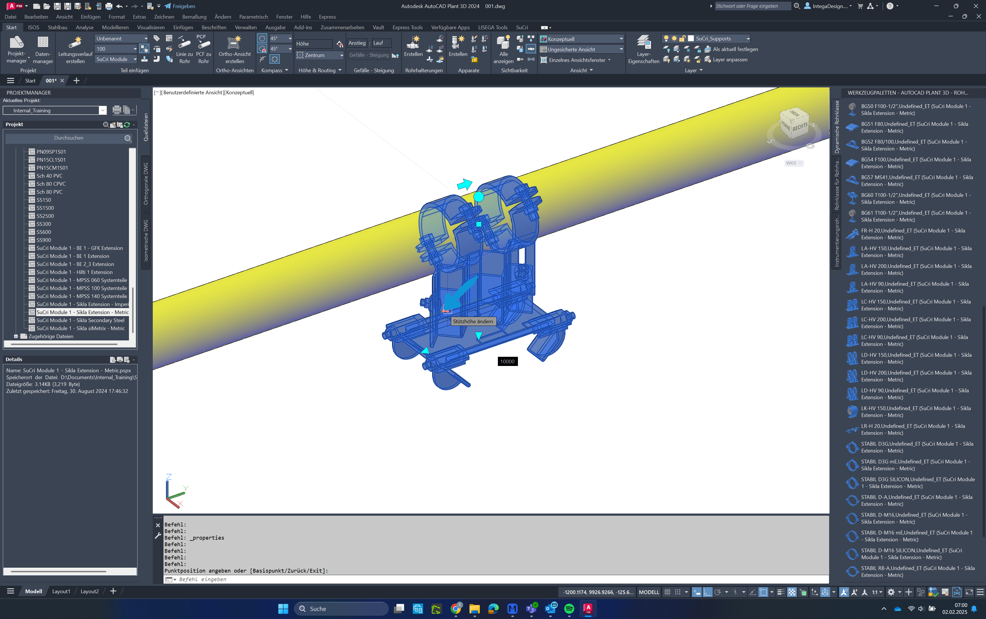 Verschieben des Klemmsystems in AutoCAD Plant3D