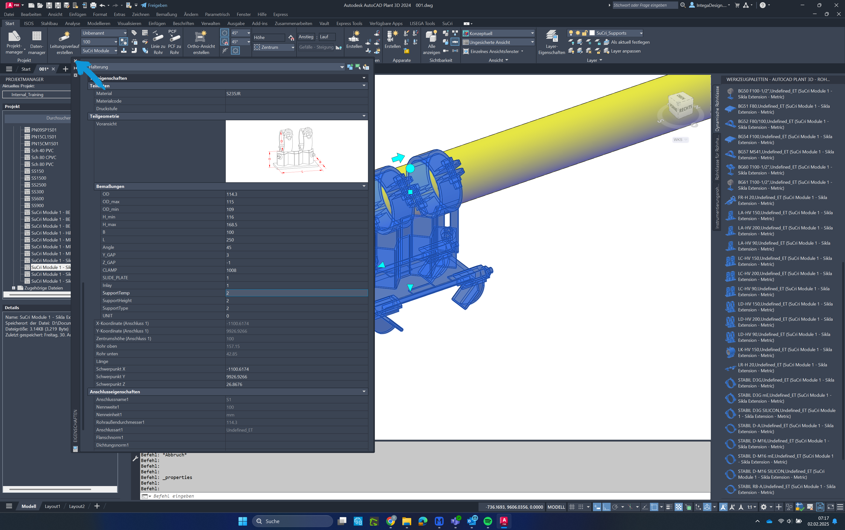 Einlagen hinzufügen in AutoCAD Plant3D