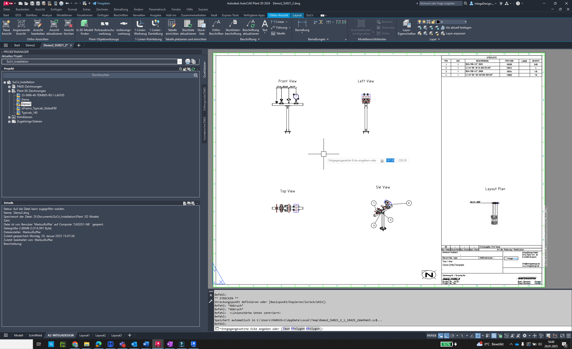 Assembly drawing in AutoCAD Plant3D