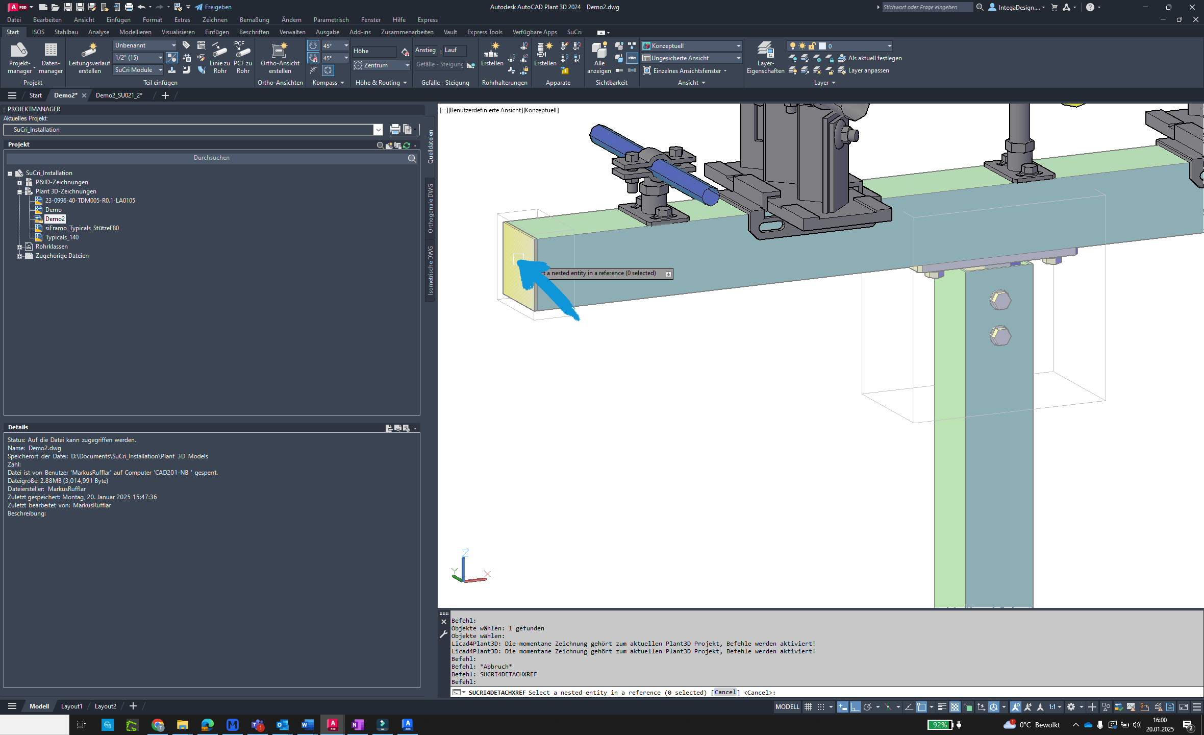 Select parts in AutoCAD Plant3D