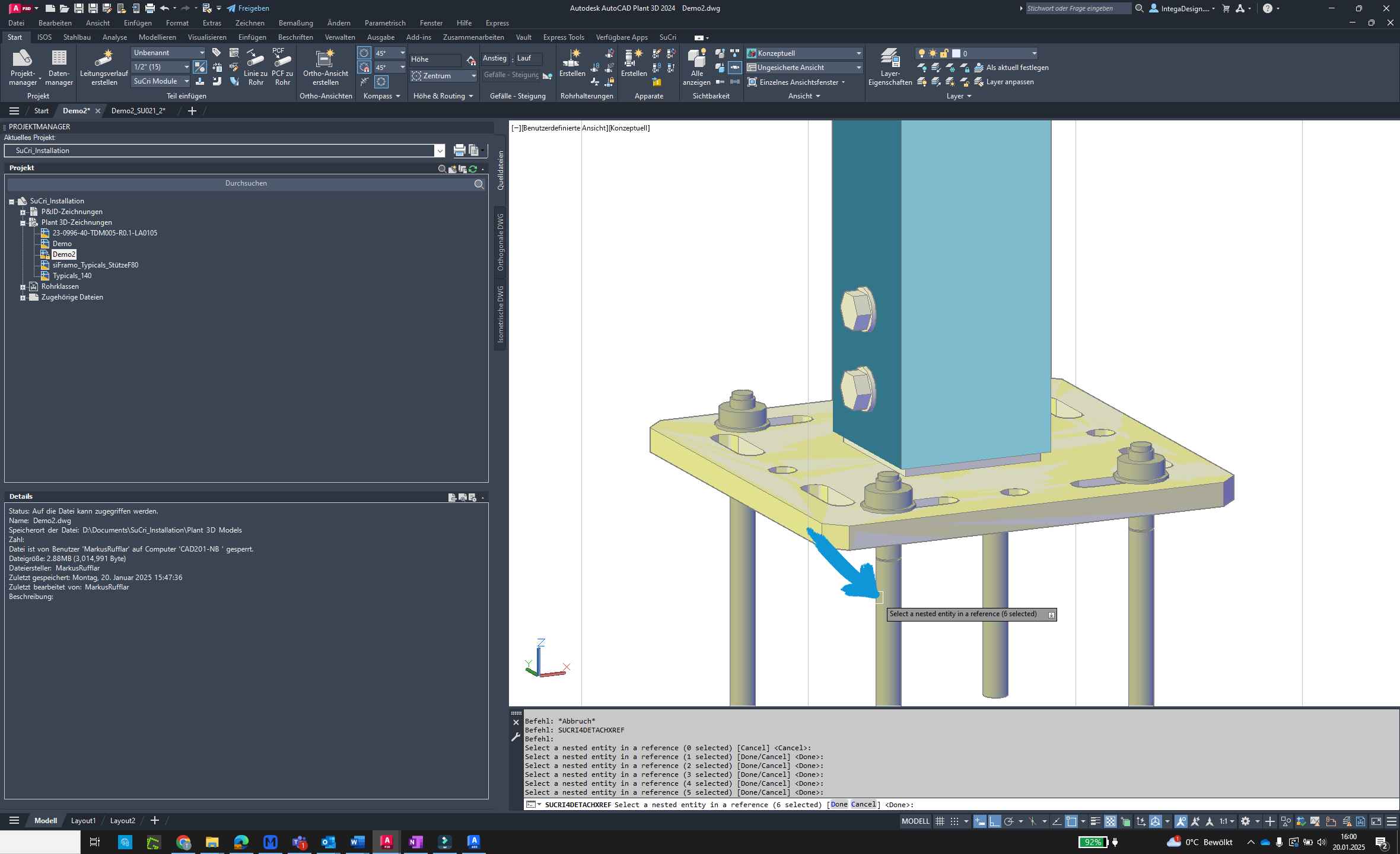 Additional clicks in AutoCAD Plant3D