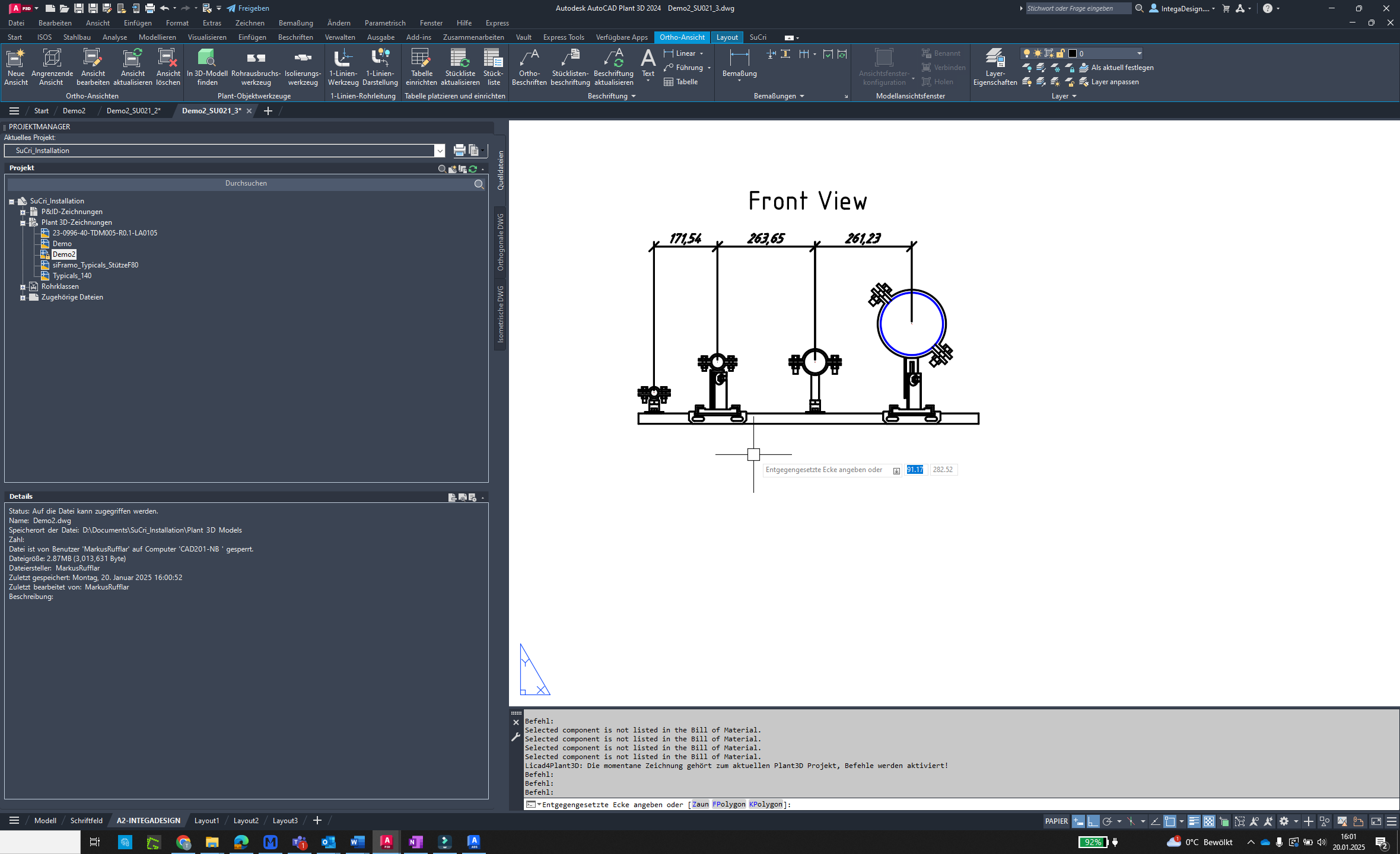 Verify result in AutoCAD Plant3D