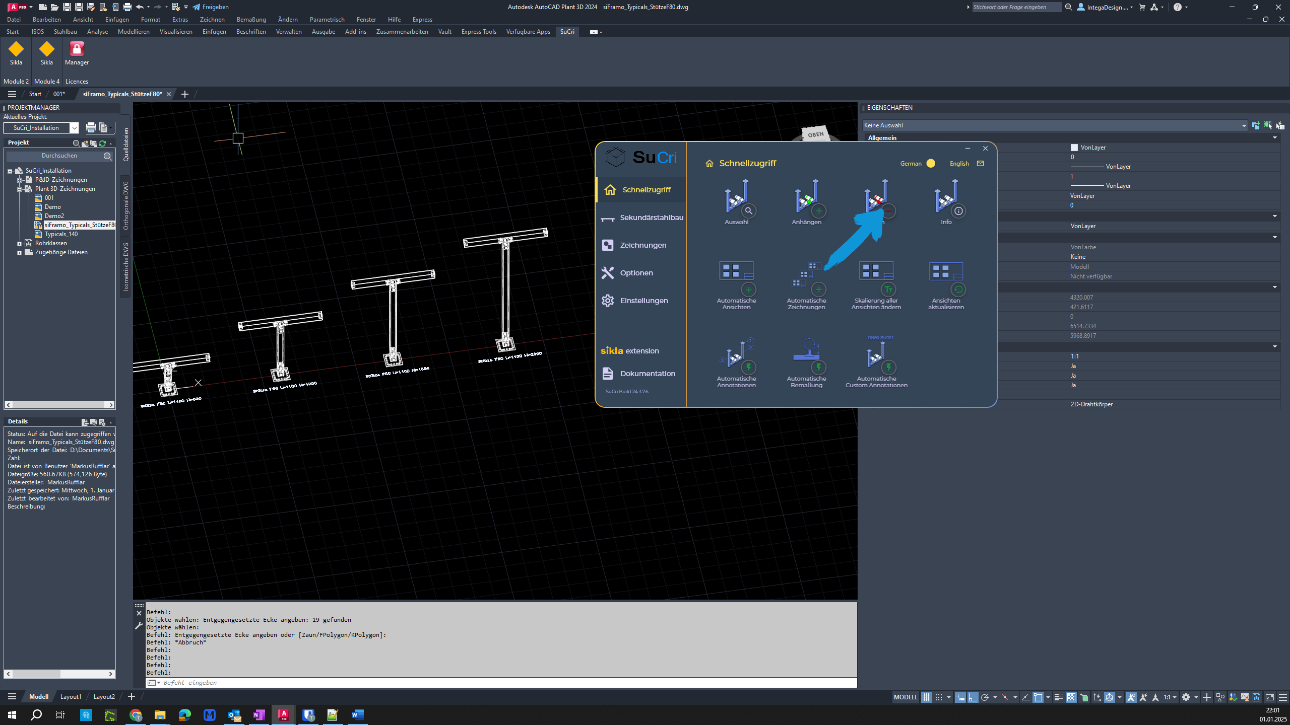 Options for Detach function in AutoCAD Plant3D