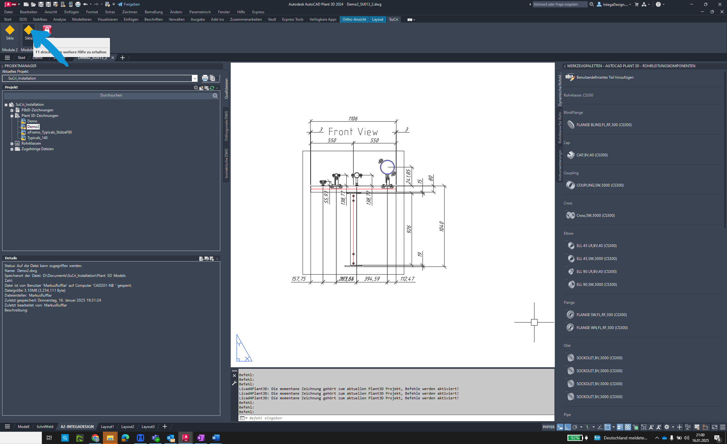 Open Module 4 in AutoCAD Plant3D