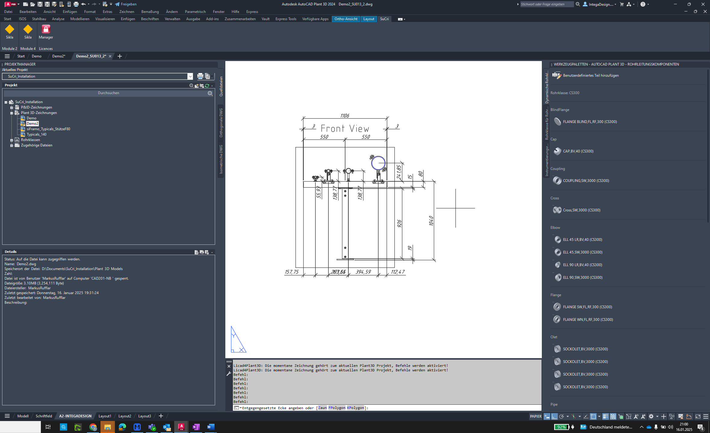 Verify centerlines in AutoCAD Plant3D