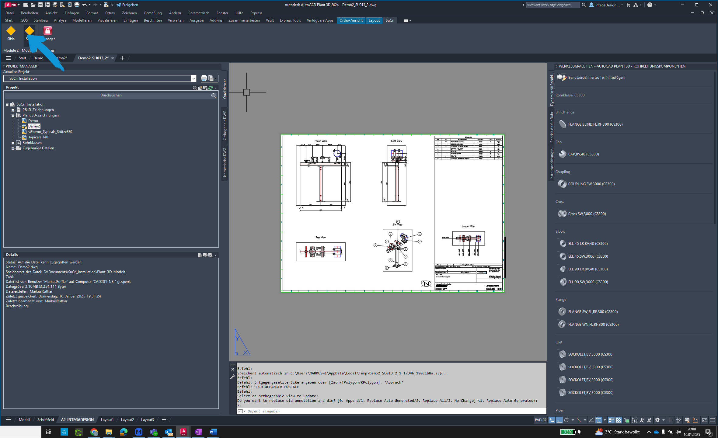 Open Module 4 in AutoCAD Plant3D