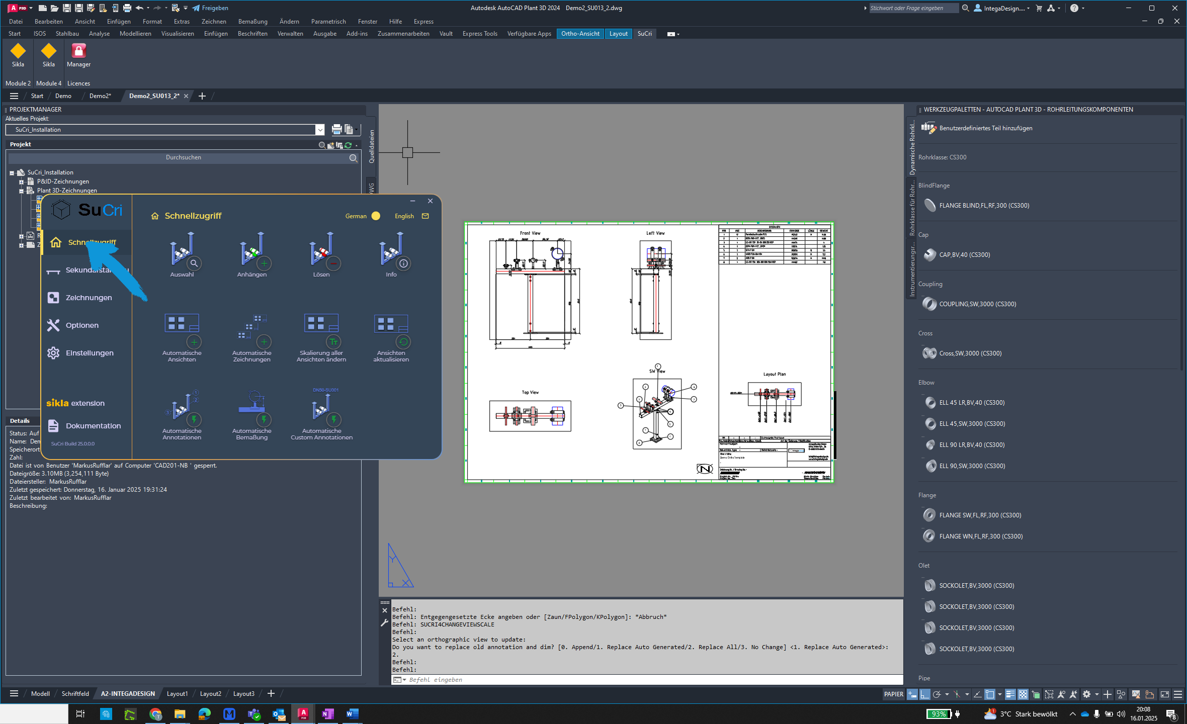 Quick Access in AutoCAD Plant3D