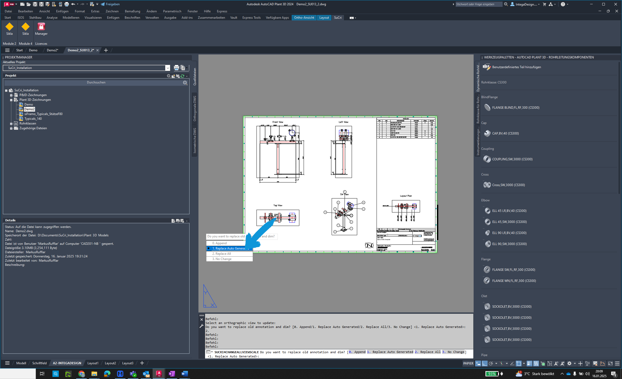 Choose scaling option in AutoCAD Plant3D