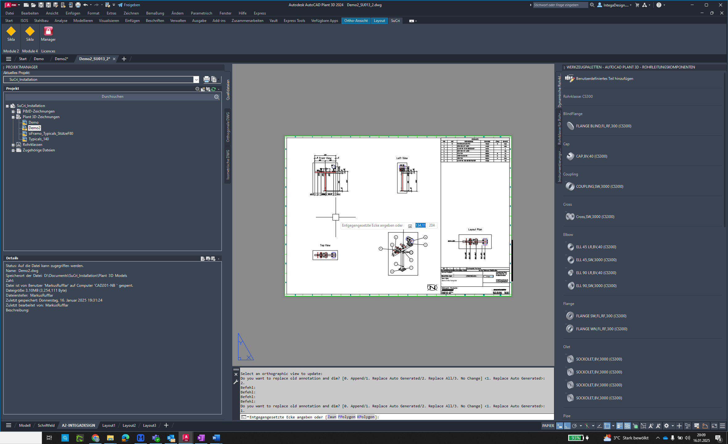 Verify success in AutoCAD Plant3D