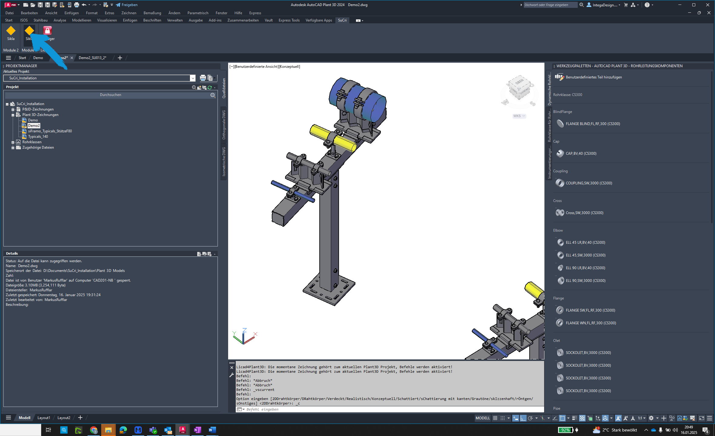 Open Module 4 in AutoCAD Plant3D