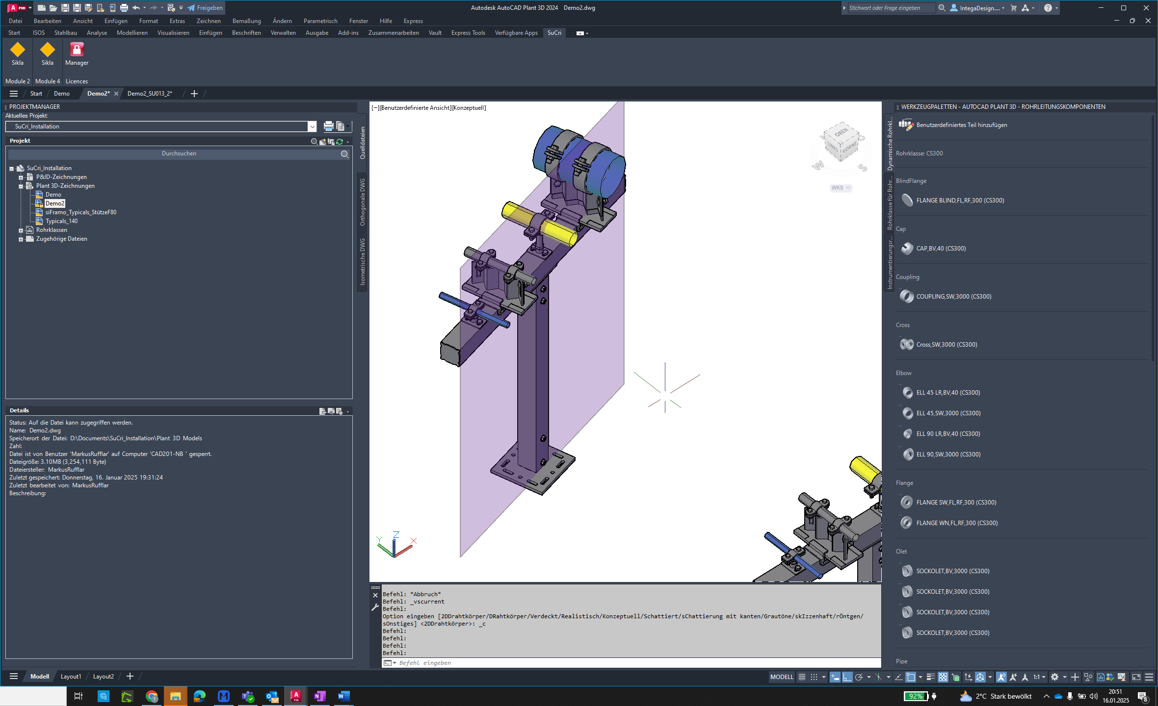 Verify front view in AutoCAD Plant3D