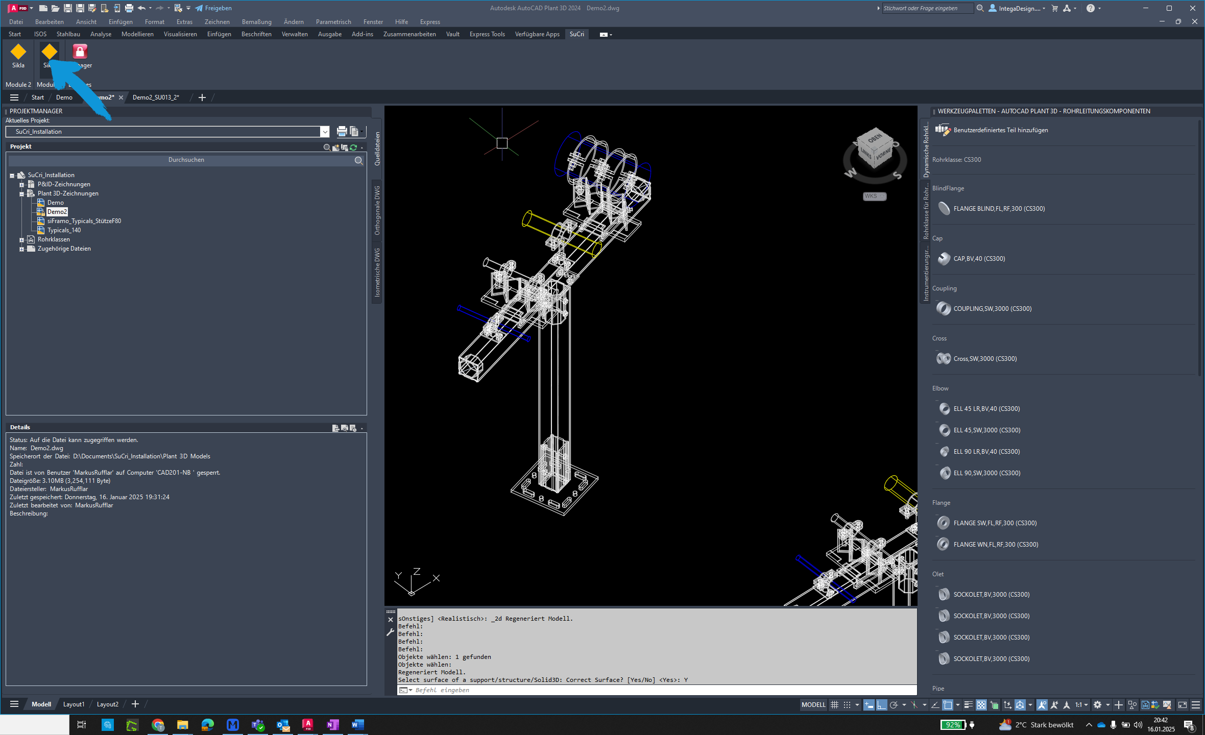 Click Sikla button in AutoCAD Plant3D