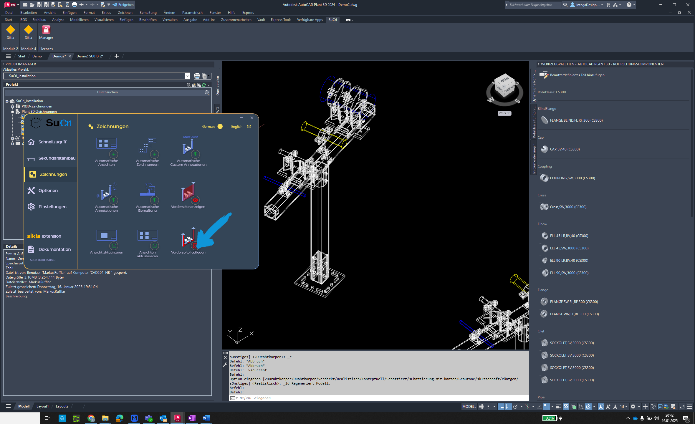 Set Front View in AutoCAD Plant3D