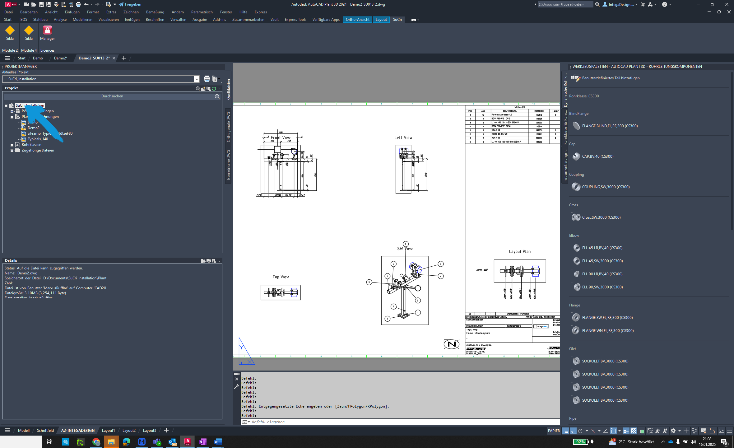 Open Project Configuration in AutoCAD Plant3D