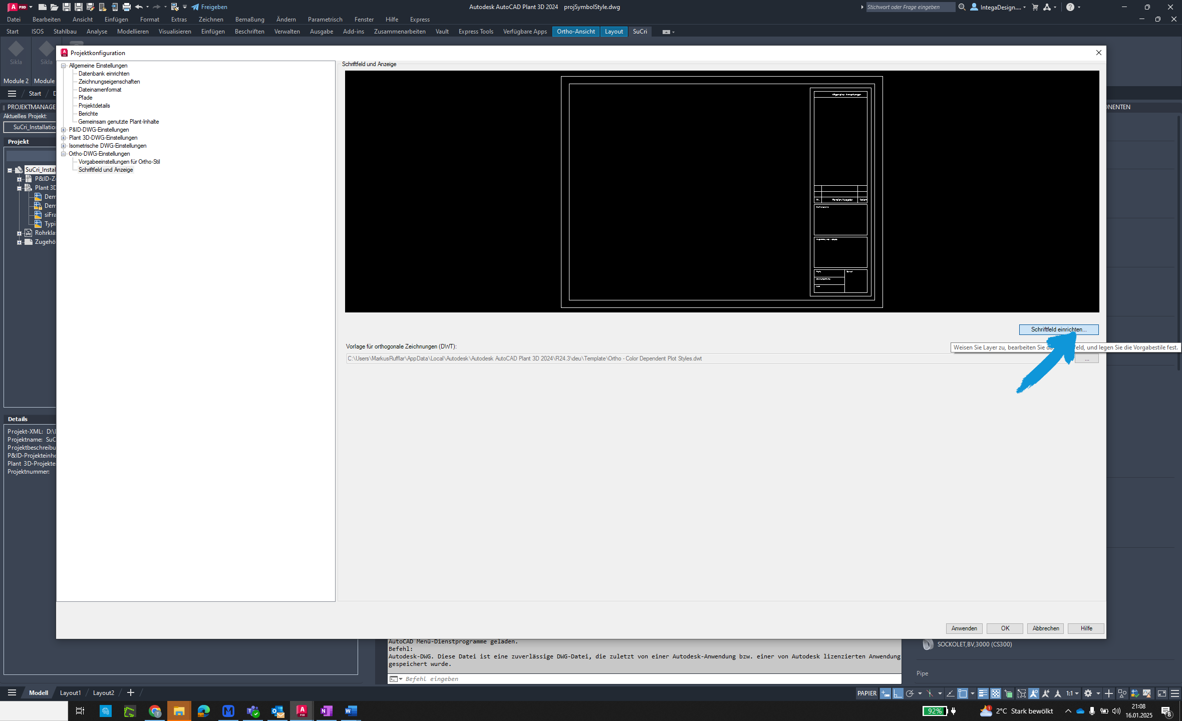 Define drawing area in AutoCAD Plant3D