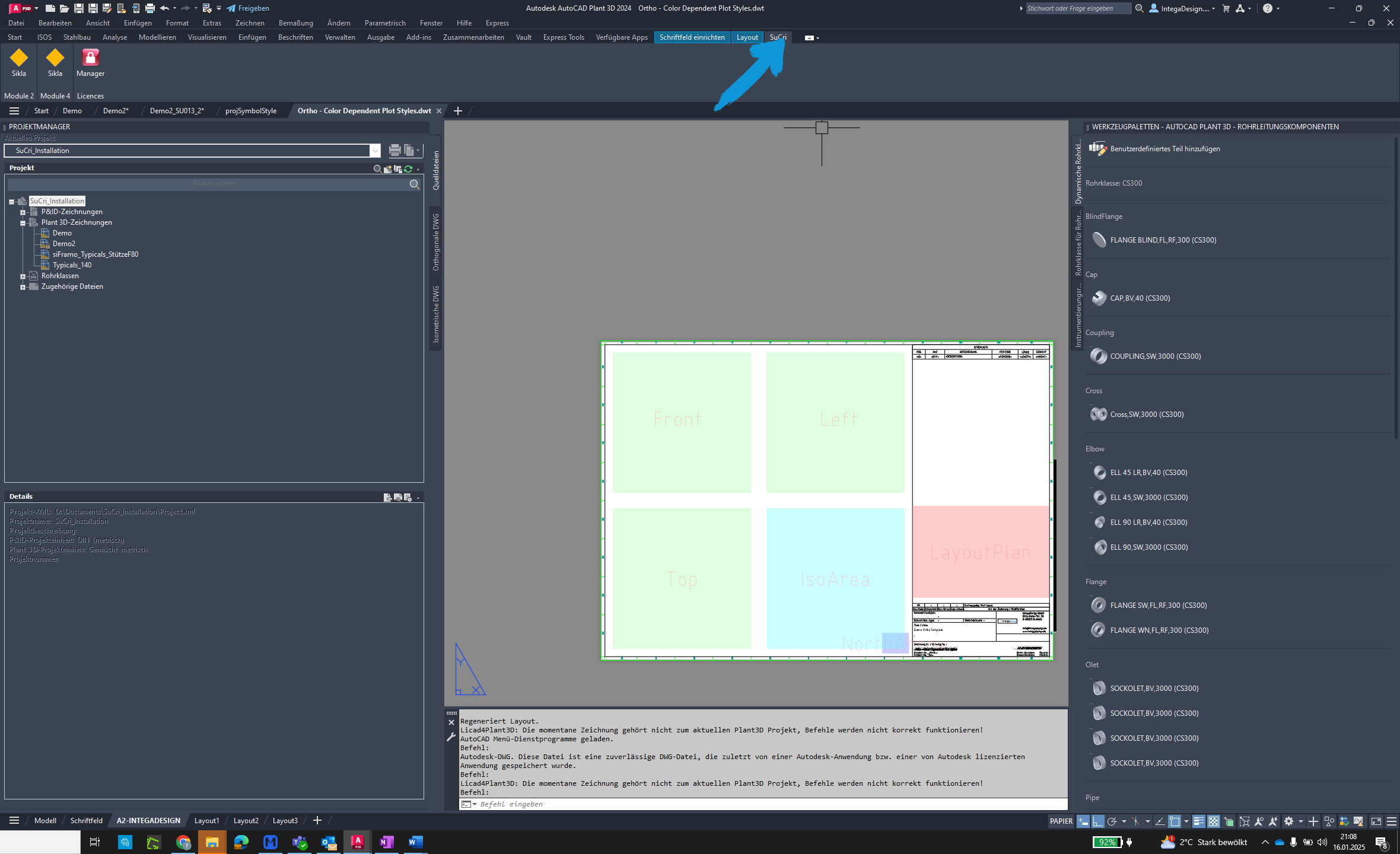 Set position in AutoCAD Plant3D